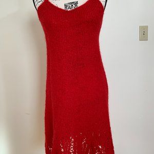 WOW Rare UNITED COLOR OF BENETON Red Mohair Midi  Dress Size M